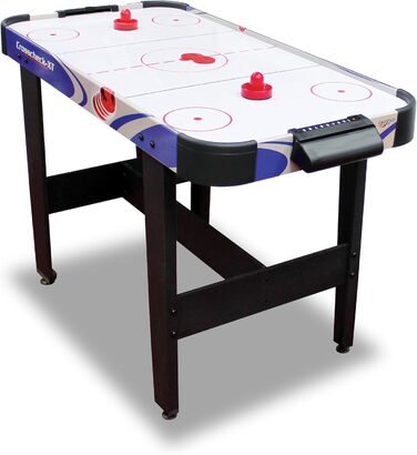 Airhockey стіл Carromco Crosscheck-XT – ігрове поле з високоглянцевим покриттям, вентильоване поле, 2 шайби та 2 ракетки, розмір 79x122x61 см, синій, для дітей та дорослих