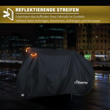 Чохол для велосипеда BEEWAY 200 x 110 x 70 см – Водонепроникний та вітростійкий, захист від сонця, для велосипедів до 29 дюймів, XXL, чорний/срібний