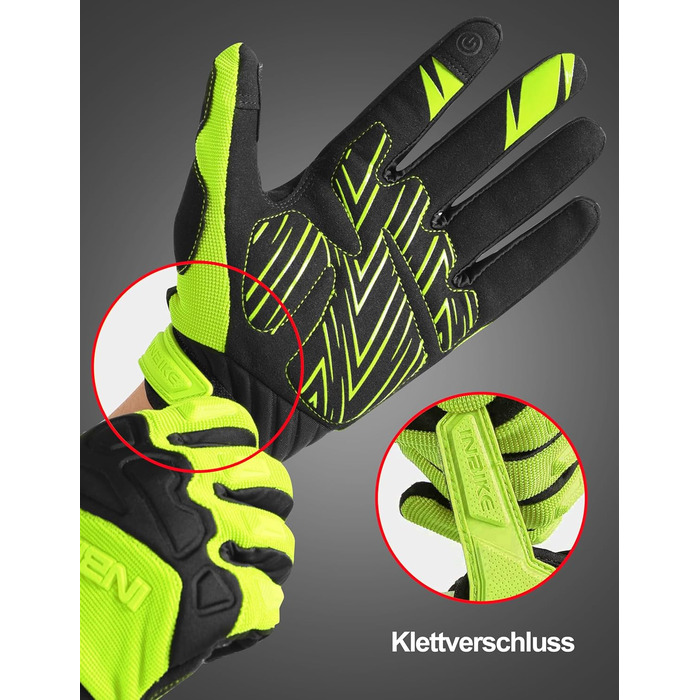Рукавички INBIKE MTB для катання на велосипеді: захист пальців TPR, SCR-підкладка, зелені, розмір M