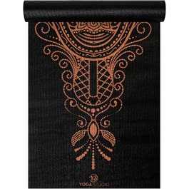 Килимок для йоги Von Yoga Studio з малюнком Мандала, 183x61 см, 6 мм, антиковзаючий, міцний, PVC, золотий Hamsa