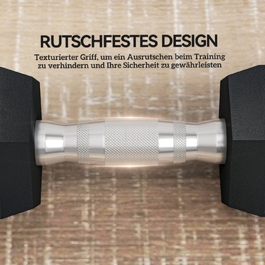 Набір гантелей Hexagon, 2 шт. з рифленим руків'ям, набір коротких гантелей з чавуну, 2 x 6 кг, гантелі для чоловіків та жінок, для дому, спортзалу, силових тренувань