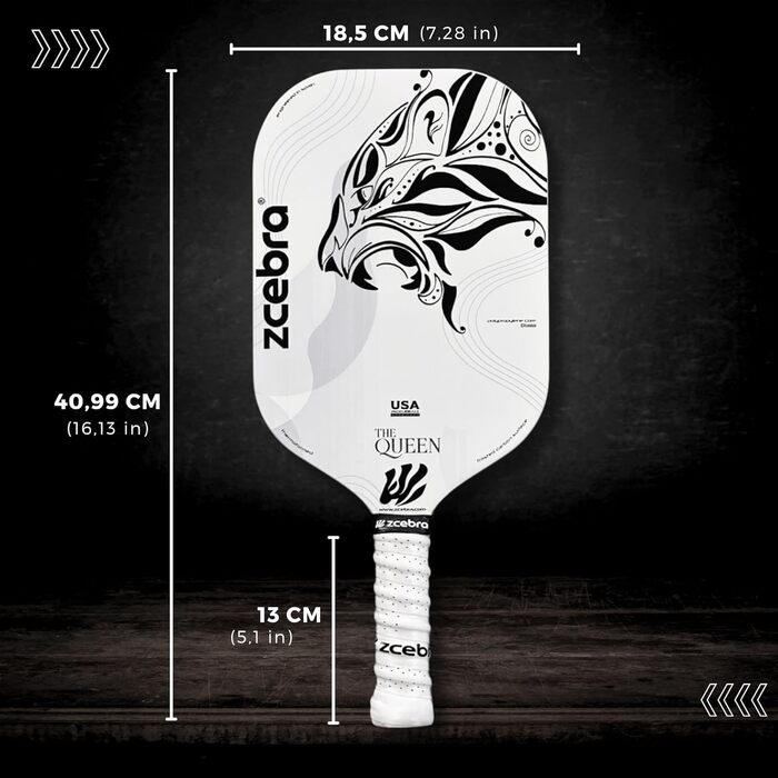 Ракетка для піклболу The Queen Carbon Fiber, карбонова поверхня, захисна обгортка, сертифікована USA Pickleball