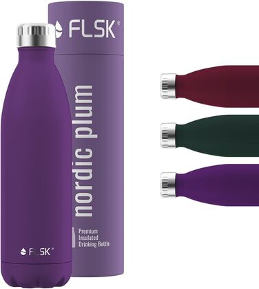 Пляшка для води FLSK з нержавіючої сталі, преміум, термос, 750 мл, герметична, для газованих напоїв, зберігає холод до 24 годин і тепло до 18 годин, колір nordic plum