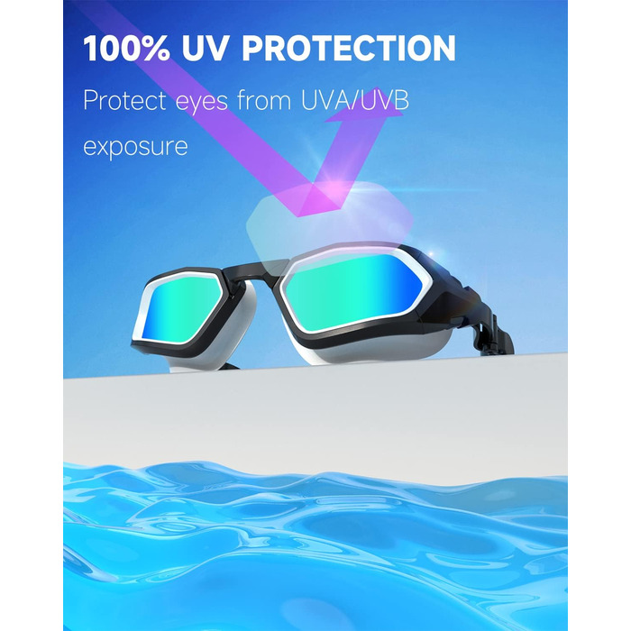 Окуляри для плавання Findway, захист від запотівання/UV, поляризовані окуляри для дорослих, підлітків та жінок з запасним носовим мостом, без витоку, чіткий огляд, чорний & білий/поляризована димчаста лінза (чорний & білий/золота поляризована дзеркальна л