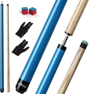 Біліардний кий Horse з наконечниками 13 мм, 147 см, з рукавичками та крейдою. Дерев'яний кий для більярду для дорослих. Стильний дизайн, вага 540/600 г