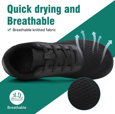 Босижні кросівки для жінок та чоловіків, мінімалістичні босижні взуття з широкою передньою частиною та нульовим перепадом, легкі дихаючі кросівки для фітнесу, хайкінгу, бігу та повсякденного носіння 40 EU широкі чорні 1125
