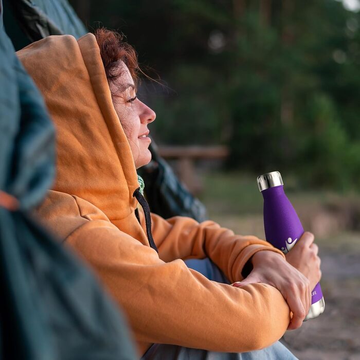 Термос-пляшка KollyKolla з нержавіючої сталі 500мл/750мл/1л, без витоку, ізольована, для дітей, спорту, школи, фітнесу, відпочинку на природі, кемпінгу (500 мл, нова | Темно-фіолетовий)