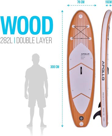 Надувна SUP-дошка Apollo для стоячого веслування, комплект: весло, насос, для початківців і профі, 10'8, 12', універсальна дошка для SUP