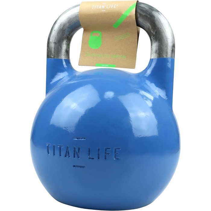 TITAN LIFE PRO Гиря для кросфіту 12 кг, сталева, професійна, з великою основою, для змагань, синя