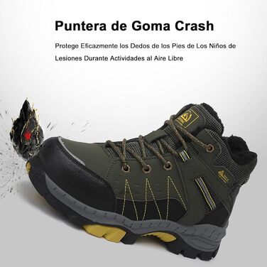 Зимові чоботи ASTERO для хлопчиків 31-38, снігоступи, дитячі черевики для походів з металевими шипами, утеплені, нековзні (A Grün, 31 EU)