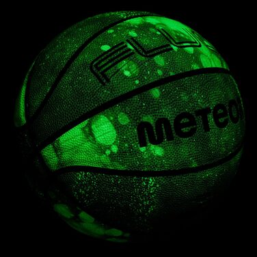Світний баскетбольний м'яч meteor №7, флуоресцентний, м'який, для тренувань, світиться в темряві, синьо-білий, для дітей та підлітків
