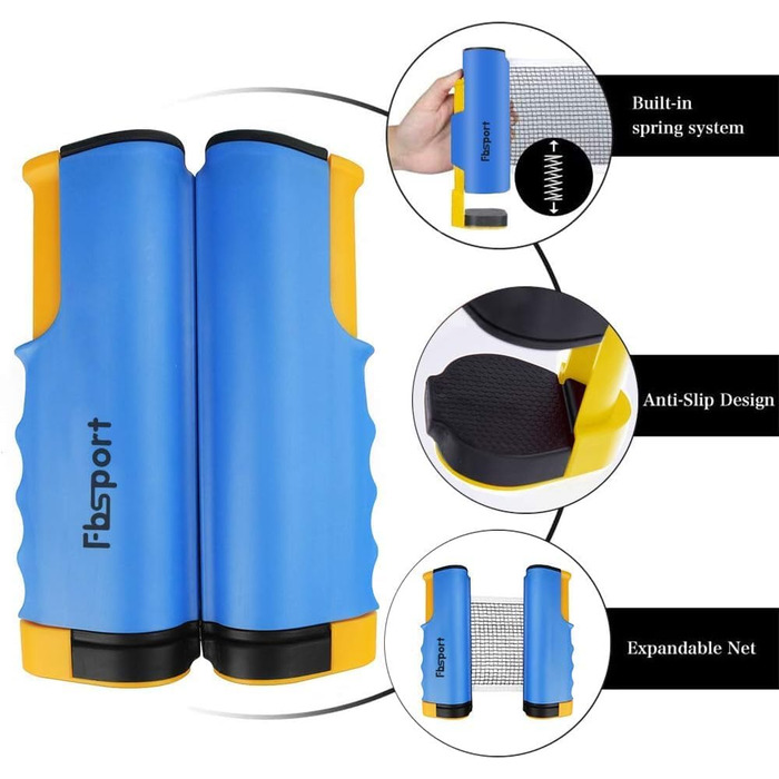 FBSPORT Набір для настільного тенісу: 2 ракетки, 6 м'ячів, сітка, сумка. Підходить для початківців та професіоналів. Колір: світло-блакитний