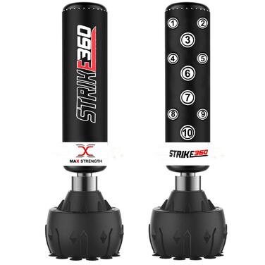Боксерський мішок Target Heavy Duty для боксу, MMA та фітнесу зі стійкою (1.8м/1.5м/1.2м) Strike 360 Black/White 183 см