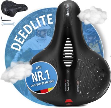 Велосипедне сідло Cloud Comfort Pro Max — зручне, м'яке, анатомічне, з пам'яттю форми, з червоною світловідбиваючою смугою, з амортизацією, для міських і гірських велосипедів