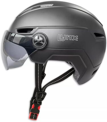 Велошолом Lynx Helm NTA 8776 з візором, матовий чорний, полікарбонат, для велосипеда та мопеда