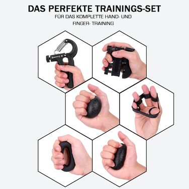 ALPHASKIN Premium Handtrainer: Тренажер для рук та пальців | Набір 2 та 5 шт. | Підвищена сила хвата | Тренування зап'ястя та пальців