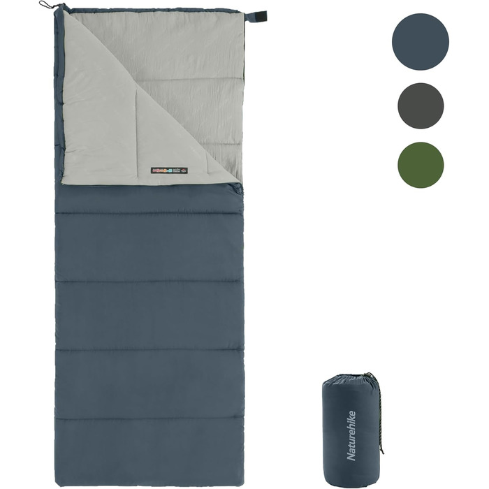 Спальний мішок Naturehike для дорослих, легкий прямокутний, з'єднувальний, 3-сезонний, для кемпінгу та походів (блакитний)