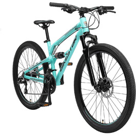 Гірський велосипед BIKESTAR алюмінієвий, 21 швидкість Shimano, дискові гальма, 26/27.5/29 дюймів, алюмінієва рама 16-17.5”, повна амортизація