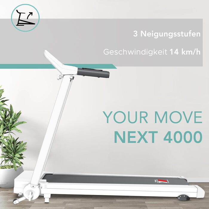Біговий тренажер YM Next 4000 з електричним приводом, Kinomap & Zwift, 14 програм тренувань, міцний, економія місця