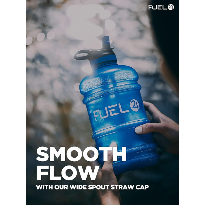 Спортивна пляшка для води Fuel24 Jug 2,2 л з трубочкою та кришкою, BPA-free, посилений гнучкий матеріал, велика ємність для залу та спорту
