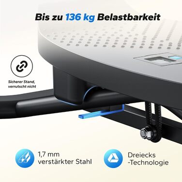 Балансборд MERACH для дорослих з дисплеєм, тренажер рівноваги з 2 еластичними стрічками, до 136 кг, для реабілітації та координації, домашній спортзал, для початківців (Чорний)