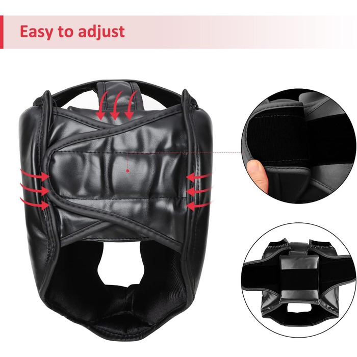 Шолом для MMA, кікбоксингу та карате: захист голови з PU-шкіри, чорний