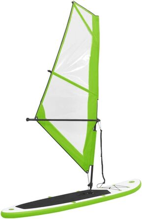 Надувна SUP-дошка з вітрилом vidaXL 330x72x10 см, набір для сапсерфінгу, зелено-біла, з веслом і сумкою для перенесення