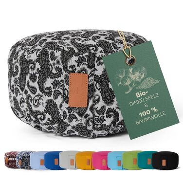 Йога-боулстер Rundes 30см x 15см | Знімний чохол | Наповнювач: органічна лушпинка пшениці або органічна лушпинка гречки | Для Йін-йоги та медитації