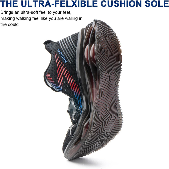 Кросівки для бігу Hitmars для чоловіків: спортивні, легкі, дихаючі, для бігу, фітнесу, вулиці, повсякденного носіння, чорно-червоні, розміри EU39-46