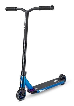 Самокат трюковий Chilli Pro Scooter Rocky Vol. 3 Blue Neochrome - для початківців та профі, колеса 110мм ABEC 9, висота 82см