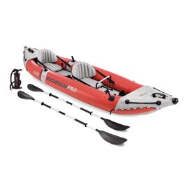 Надувний двомісний каяк INTEX Excursion Pro з веслом 218 см та насосом, SuperTough PVC, з тримачами для вудок та регульованими сидіннями