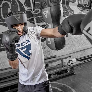 Боксерські рукавички RDX для чоловіків і жінок, Muay Thai, кікбоксинг, тренувальні, шкіра Maya Hide, чорні, для боксу, MMA та єдиноборств
