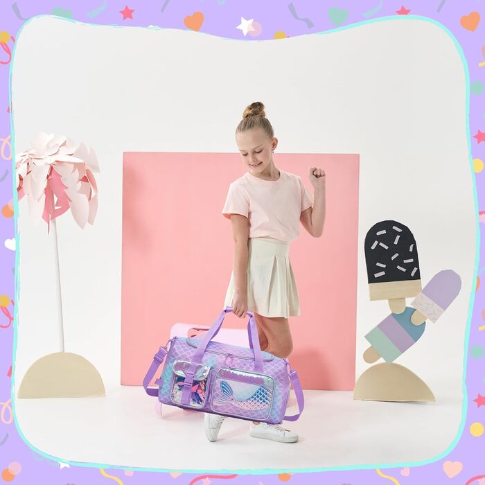 Дитяча спортивна сумка HTgroce Meerjungfrau з відділенням для взуття - ідеальна для танців, балету та подорожей