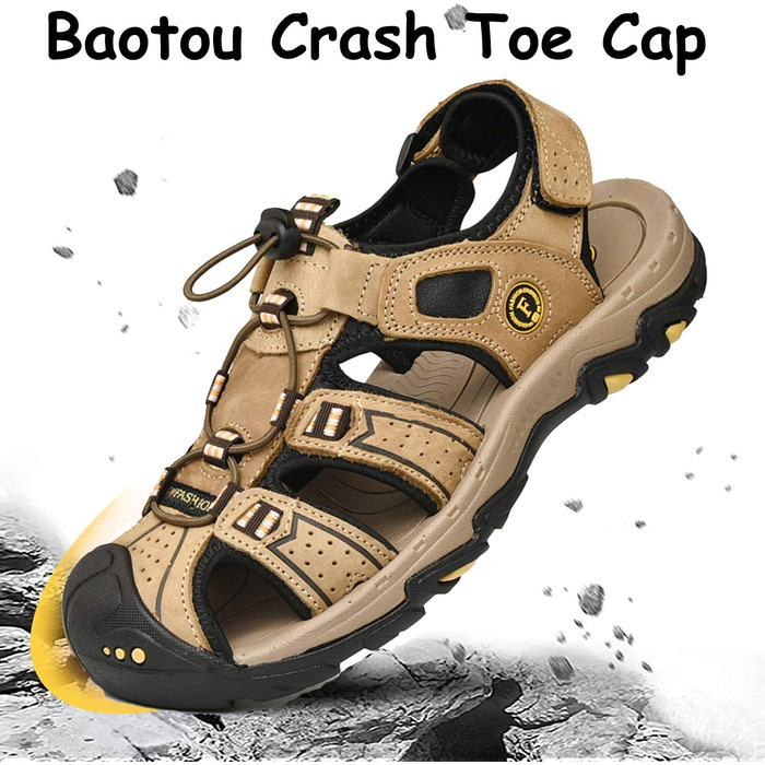 Чоловічі трекінгові сандалі LVPTSH: шкіряні літні кросівки для активного відпочинку та прогулянок, 44 EU, світло-коричневі