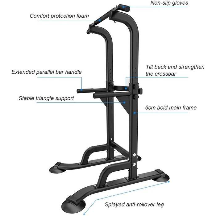 Силова станція sogesfurniture Power Tower, багатофункціональний турнік-бруси, регульована висота 165-210 см, для підтягувань та віджимань, модель BHEU-PSBB005