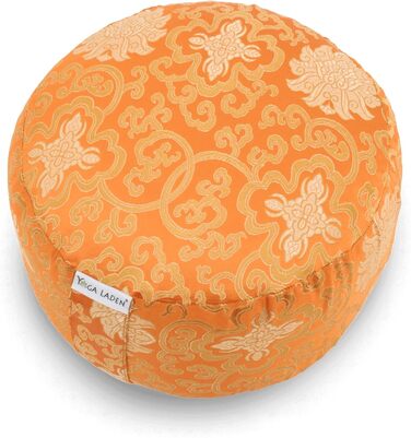 Йога-подушка для медитації з шовковистої тканини, 15 см - знімний чохол, наповнювач з органічної гречки, помаранчевий колір