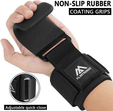 Напульсники для силових тренувань Flintronic Power Zughilfen, шкіряні напульсники для бодібілдингу, 8 мм неопренова підкладка та бавовна, 2 шт. (широка підкладка 6.7 см)
