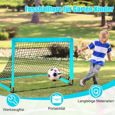 Ворота для футболу CATCHLUCK для дітей, 2 шт. у наборі, 100x80x80 см, блакитні