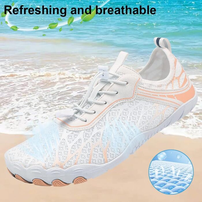 Чоловічі та жіночі аквашузи для плавання та серфінгу. Швидка сушка, дихаючі, для пляжу та басейну. Розміри 36-46, чорний/білий, рожевий/білий