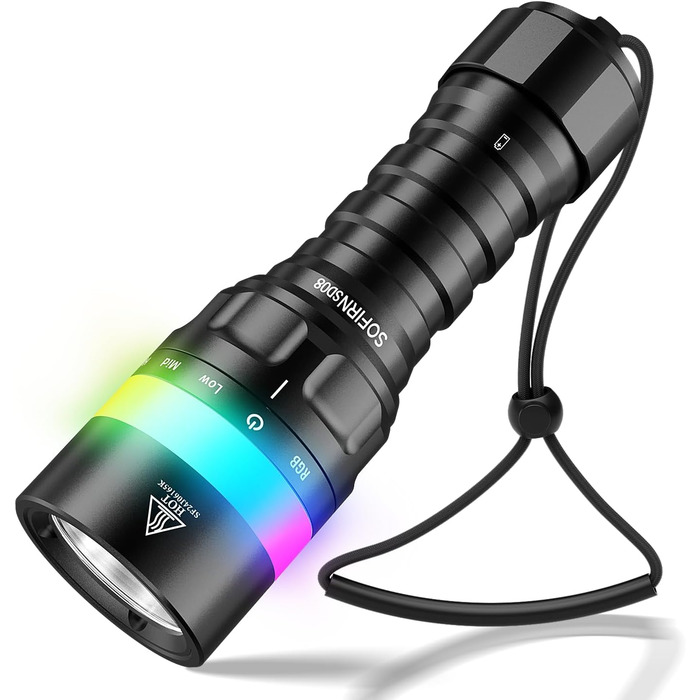 Sofirn SD08 водонепроникний ліхтар-фара, 3200 лм, IPX8, для підводного плавання, 100 метрів, з сигнальним кільцем