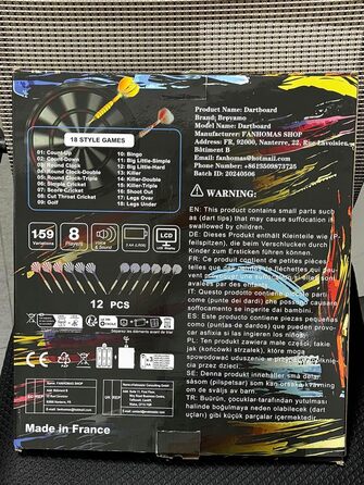 Електронний дартс Dartscheibe з 12 стрілками та LCD-дисплеєм, голосове супроводження, живлення від батарейок