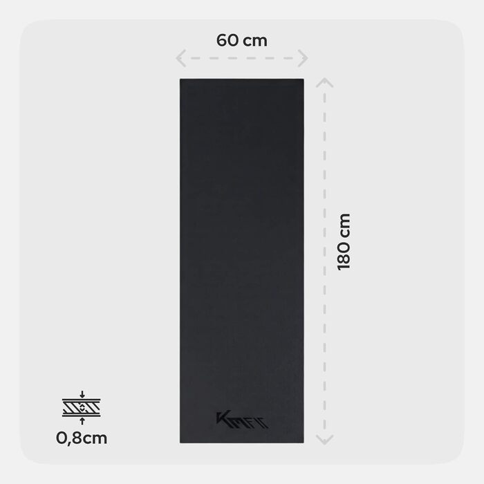 Килимок під тренажер KM-Fit: протиковзкий захисний мат для фітнесу, йоги та пілатесу, шумо- та вібропоглинаючий, 180x60x0.8 см