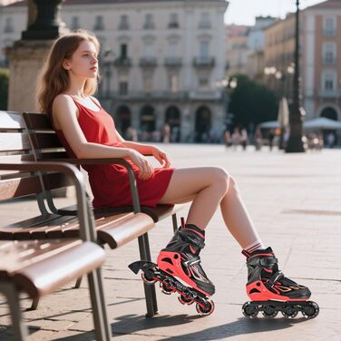 Дитячі ролики 2PM SPORTS з регулюванням, світлові, для дівчаток та хлопчиків (червоні, розмір EU 30-33)