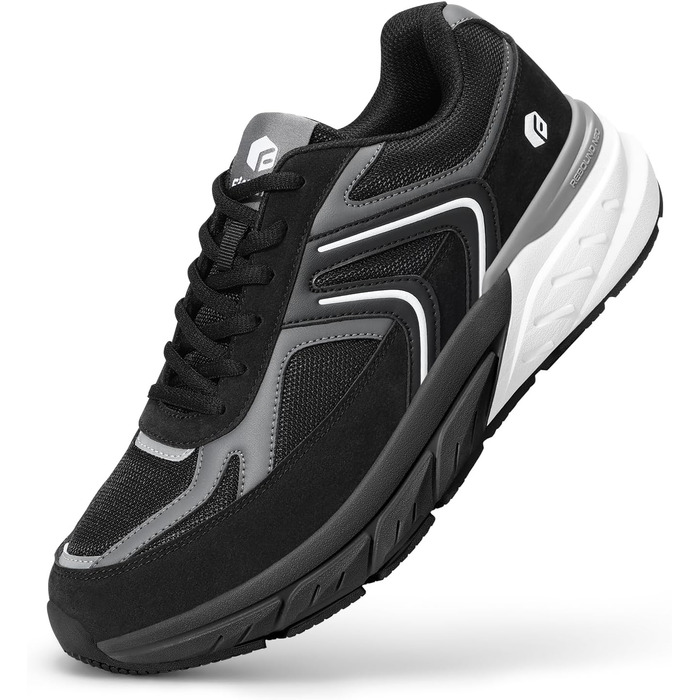 Кросівки FitVille для чоловіків з широкою ногою, чорні та сірі: бігові, спортивні, з амортизацією, дихаючі, для бігу та повсякденного носіння