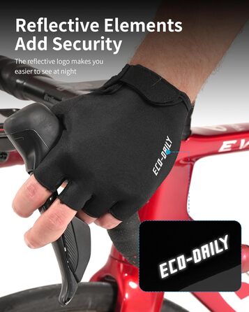 Велосипедні рукавички напівпальці для чоловіків та жінок, літні короткі велорукавички з підкладкою, дихаючі рукавички для велоспорту для гірського велосипеда та шосе, чорні, розмір L