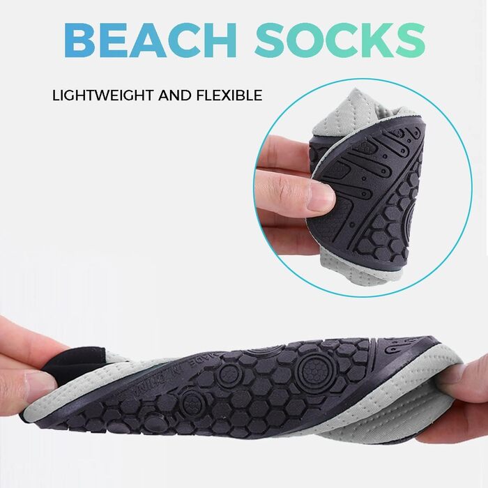 Чоловічі та жіночі аквашузи для плавання та серфінгу. Швидковисихаючі, підошва з неслизьким покриттям, розмір 39/40 EU, сірі