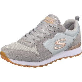Кросівки Skechers OG 85-Goldn Gurl жіночі, світло-сірі (замша, нейлон, сітка) з рожево-золотистим декором, розмір 38 EU