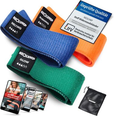 NEOLYMP Набір фітнес-гумок 5 шт. для силових тренувань, гумки для сідниць (Booty Band), з електронною книгою (E-Book)