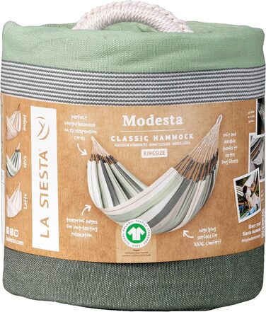 Гамак LA SIESTA Modesta Olive Kingsize з органічної бавовни, оливковий