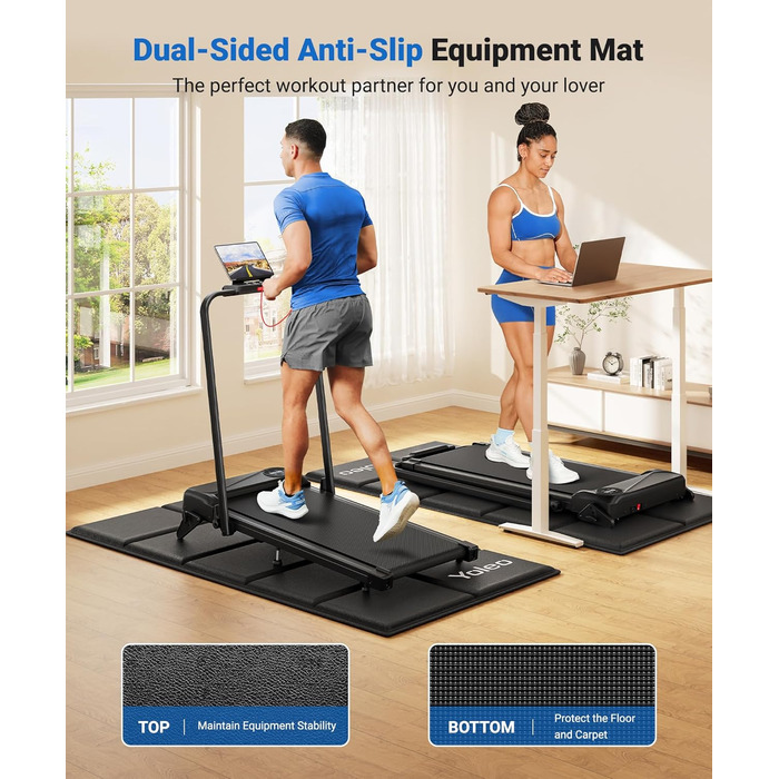 Килимок захисний під бігову доріжку та тренажери Yoleo, 160x75 см, шумопоглинаючий та протиковзкий килим для підлоги під велотренажер, еліпс та лавку для гантелей, чорний